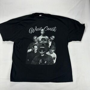 West Coast Hip Hop Legends Graphic Tee‎ Black 100% Cotton Men's XXL
